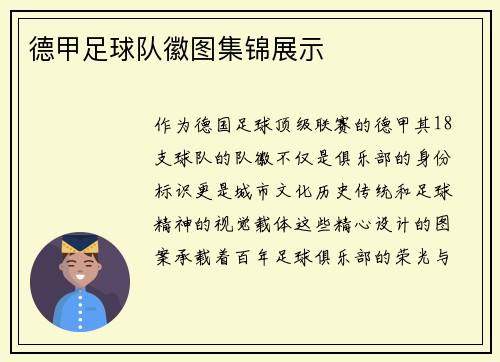 德甲足球队徽图集锦展示